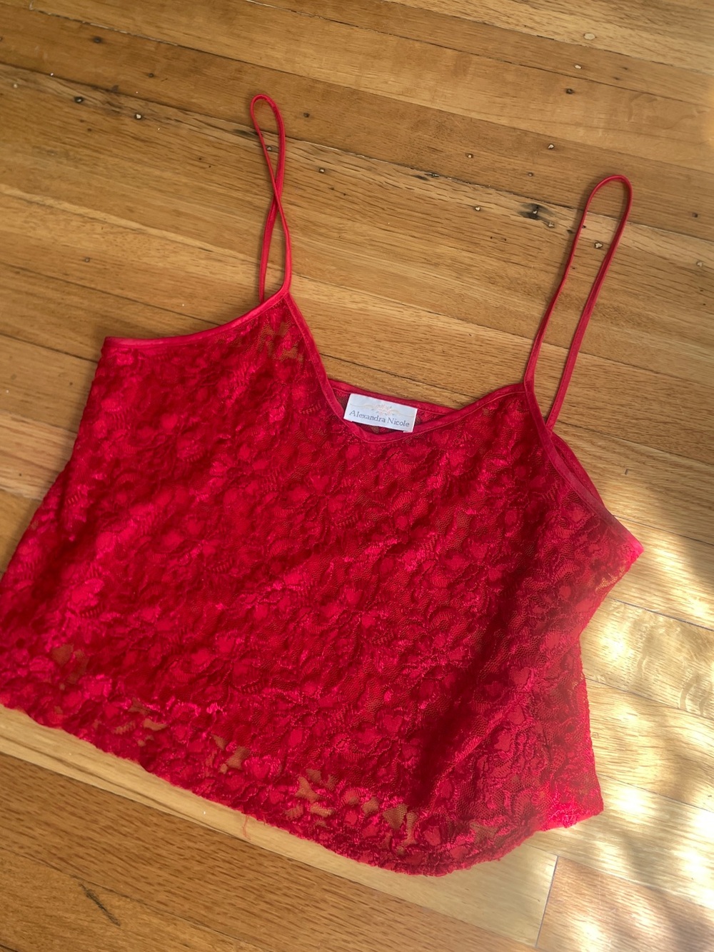 Vintage 80’s-90’s Red Lace Cropped Cami